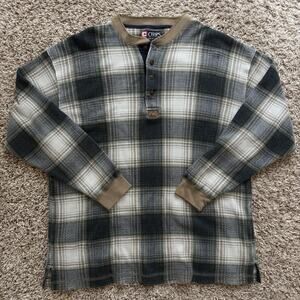 Vintage Chaps Ralph Lauren Thermal Waffle Knit Plaid Henley Shirt Men’s Size M